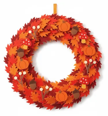 Image de Couronne décorative d'automne en feutre, 28 cm