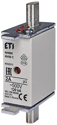 Productafbeelding van ETI NH-zekering C00 gG 2A/500V