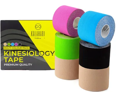 Productafbeelding van Kinesiology tape 6 rollen, 5 cm x 5 m, waterbestendig, voor sport en revalidatie