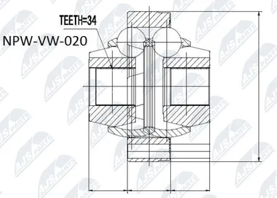 Produktbild von NTY Gelenksatz Antriebswelle Getriebeseitig für VW SHARAN (7M8, 7M9, 7M6) NPW-VW-020