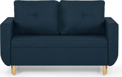 Produktbild von KomfortWelt24 2 Sitzer Sofa mit Schlaffunktion und Bettkasten - Schlafsofa 142x85 cm DORO Marineblau