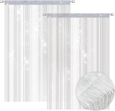 Produktbild von Drahtvorhänge, 100 x 200 cm, weiß, mit Glitzer. Ideal zur Dekoration von Schaufenstern, als Raumteiler, als Fliegengitter oder als dekorativer Vorhang. Fliegengittervorhang