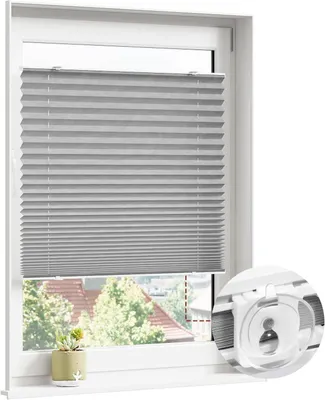 Produktbild von WOLTU Plissee ohne Bohren mit Saugnäpfen, Saugnapf Montage auf glattem Glas, für Fenster und Tür : Grau 60x100 Farbe: Grau Größe: 60x100