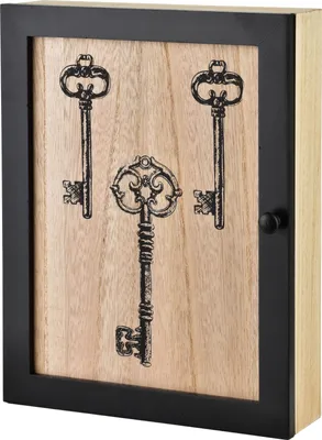 Produktbild von Schlüsselkasten Holz Stacy STACY 26x20x5,5 cm Natur mit Schlüsselmotiv 6 Haken