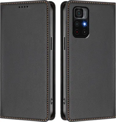 Image de Étui en cuir pour Xiaomi Poco M4 Pro 5G/Redmi Note 11 5G, étui à rabat magnétique en cuirPolyuréthaneavec support, noir