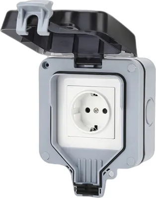 Obrázok produktu pre INF Vonkajšia nástenná zásuvka s krytím IP66 Elektrická zásuvka 16A 250V Šedá