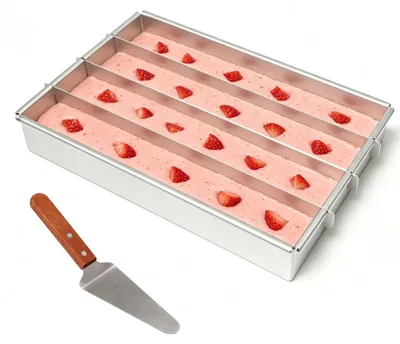 Image de Moule rectangulaire antiadhésif avec 4 compartiments – Idéal pour les gâteaux et le pain