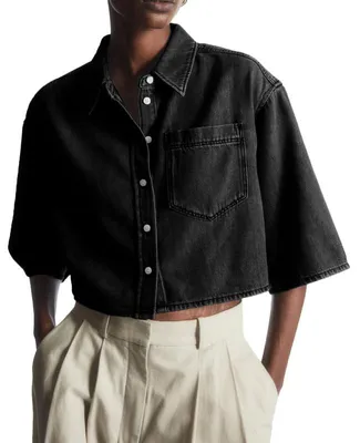 Produktbild von Damen-Jeansjacke, kurze Ärmel, Knopfleiste, mit Taschen,Größe:XL