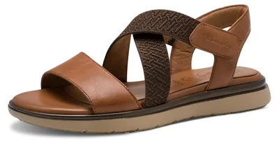 Produktbild von Tamaris Comfort Damen Sandalen flach aus Leder mit Klettverschluss, Braun (Nut),