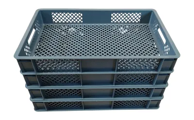 Produktbild von 4x Bäckerkiste Brötchenbox Brotbehälter Konditorenbox Stapelbox Gitterbox EURO-Norm 9cm grau