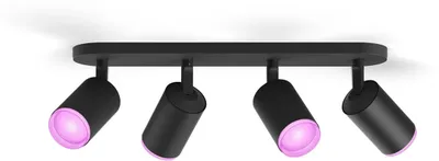 Produktbild von Philips Hue White and Color ambiance Fugato 4er-Spot, Intelligenter Einbaustrahler, Bluetooth/Zigbee, Schwarz, LED, Metall, GU10