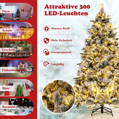 Zdjęcie produktu dla Sztuczna choinka ze śniegiem, 215 cm, 300 lampek LED