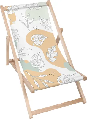 Produktbild von Dreamroots Liegestuhl klappbar Holz bis zu 130 kg, Sonnenliege klappbar mit 3-stufiger Neigungsregulierung der Rückenlehne, Linear Tropical Leaves