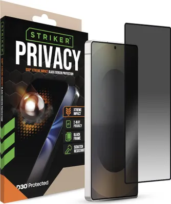 Produktbild von Striker Xtreme Impact Privacy Samsung Galaxy S25 Ultra Panzerglas Gehärtetes Glas Displayschutz Privacy - Hüllenfreundlich - Schwarz