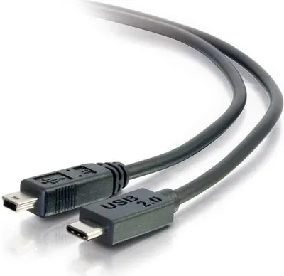 Immagine prodotto di C2G USB 2.0, C - Mini B, cavo USB da 3 m, USB-C a Mini-USB B, nero