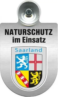 Produktbild von Einsatzschild mit Saugnapf - Naturschutz im Einsatz - incl. Regionenwappen 393826 Color - Region Saarland