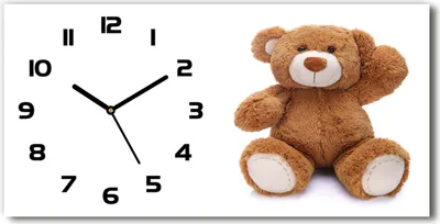 Produktbild von Wanduhr aus Glas – 60x30 cm - Glasbild - Glasuhr - Gehärtetes Glas - schwarze-zeiger - Teddybär