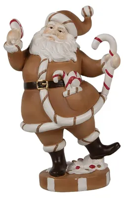 Image de Clayre & Eef Figurine de décoration de Noël Père Noël 20 cm brun blanc Polyrésine