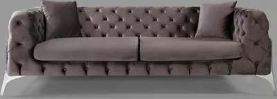 Produktbild von Wohnzimmer Sofa 3-Sitz Sofas Sitz Chesterfield grau Textil Polster Sitzpolster
