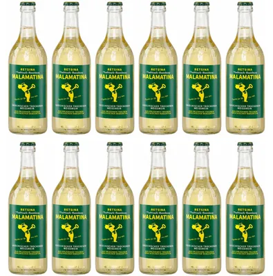 Produktbild von Retsina Malamatina 12x 0,5l | Geharzter Weißwein | Aus Griechenland