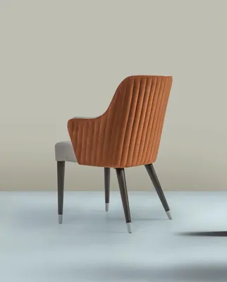Produktbild von Luxus Stuhl mit Armlehnen Grau Polstersitz Modern Esszimmer Designer Möbel