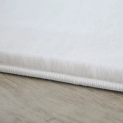 Produktbild von Villa Möbel Pouico moderner Wohnzimmer-Teppich, Fell-Teppich, Plüsch, Einfarbig, Farbe:Creme, Grösse:160 cm Rund
