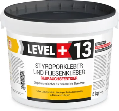 Obrázok produktu pre Lepidlo na polystyrén pripravené na použitie 5 kg Biele dekoračné lepidlo na korkové obklady Level+13