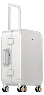 Produktbild von Koffer Handgepäck Aluminium Rahmen Reisekoffer mit 4 Rollen Cabin Trolley Rollkoffer Hartschalenkoffer mit TSA Gepäck Vintage Modern 56cm Beige
