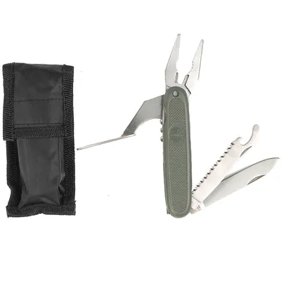 Produktbild von Multifunktionswerkzeug oliv mit Edelstahlklinge, Säge, Zange und Etui, 120mm