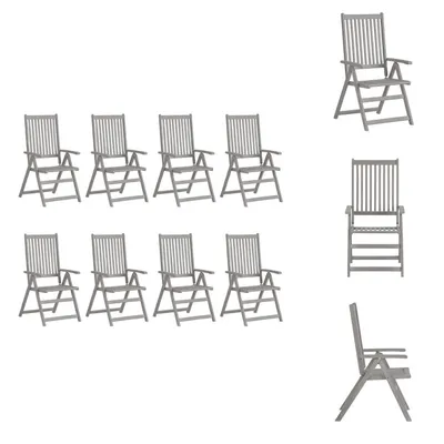 Immagine prodotto di vidaXL Sedie da giardino regolabili 8 pz. Legno massiccio grigio di acacia - Sedie da giardino