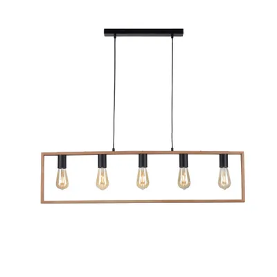 Produktbild von Pendelleuchte, Holz, Schwarz, 5-Flammig, L 100 cm