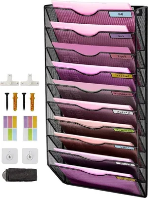 Produktbild von Famanu Datei-Organizer Vertikal aus Mesh - 10 Fächer für Büro, Schule, Zuhause