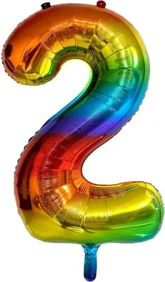 Produktbild von Folienballon Zahl 2 bunt - ca. 86 cm