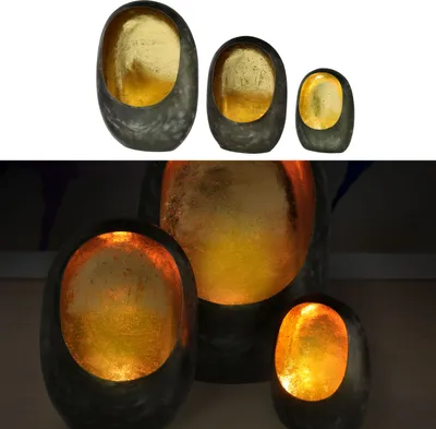 Produktbild von Windlicht Goa 3er Set anthrazit kupfer 3 Größen Metall Kerzenständer Teelichthalter Kerze Teelicht