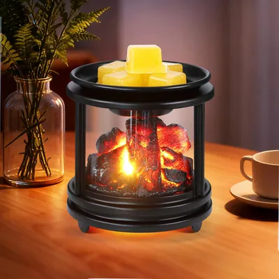 Elektrische Duftlampe mit Flammeneffekt, 3-in-1, schwarz