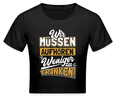 Produktbild von Spreadshirt Aufhören Weniger Zu Trinken JGA Alkohol Crop Top, S, Schwarz