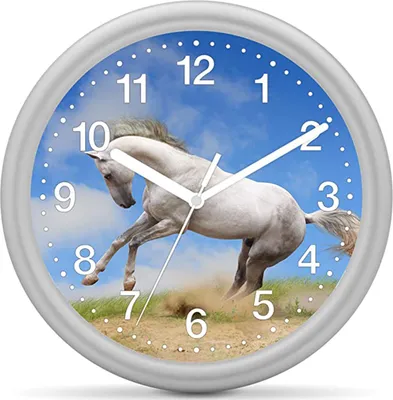 Produktbild von EUROTIME Kinderwanduhr Pferd - Schimmel