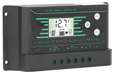PWM Solar-Laderegler 30A 12V/24V Dual USB LCD wasserdicht