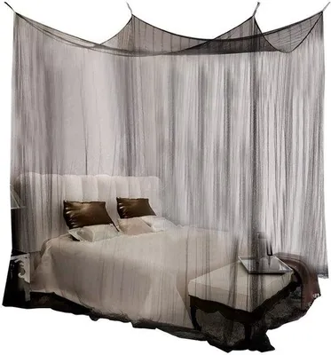 Productafbeelding van Famanu klamboe voor grote slaapkamers - Elegante slaapkamerdecoratie - Zwarte kingsize beddengoed