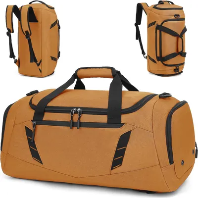 Image de Sac de sport de 40 litres, avec compartiment à chaussures, dimensions 55 x 28 x 28 cm, couleur marron, idéal pour les voyages
