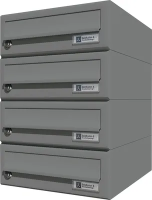 Produktbild von JU Hausbrieffachanlage 4-teilig, 300 x 440 x 380 mm, Stahl grau RAL 9007
