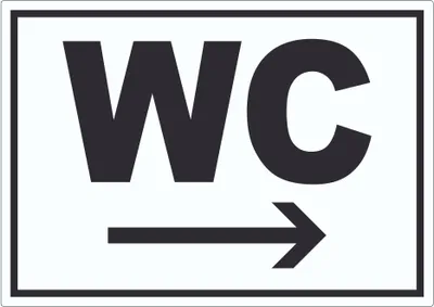 Produktbild von WC mit Pfeil nach rechts Aufkleber A9 (37x52mm)