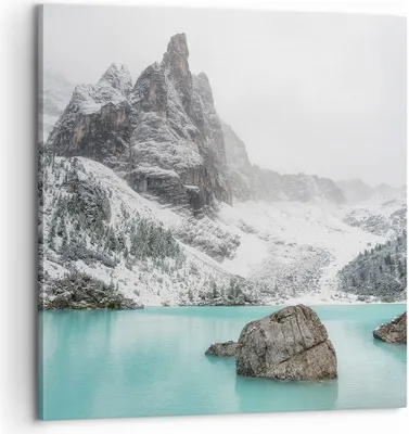 Produktbild von Bild auf Leinwand - Leinwandbild - Einteilig - Berge See Schnee - 60x60cm - Wand Bild - Wanddeko - Wandbilder - Leinwanddruck - Bilder - Wanddekoration - Leinwand bilder - Wandbild - AC60x60-4377
