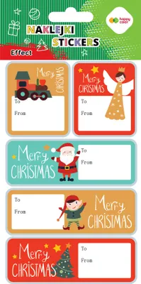 Produktbild von Xmas EFFECT Aufkleber - Merry Xmas Tag Happy Color
