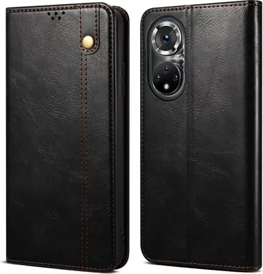Image de Etui pour Honor 50, étui en cuir avec fonction stand noir