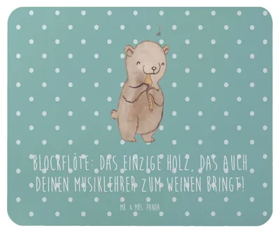 Produktbild von Mr. & Mrs. Panda Mouse Pad Blockflöte Humor - Meeresbrise - Geschenk, mausteppich, Altblockflöte, Flötenspiel, Mauspad, Atemtechnik, Musikschule, Musik, Sopranblockflöte