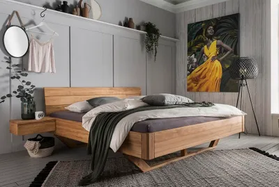 Produktbild von Doppelbett 'Mona' 180x200cm Wildeiche geölt