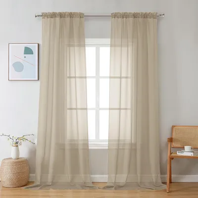 Productafbeelding van Elegante Taupe Transparante Gordijnen 96 Inch voor Woonkamer en Slaapkamer