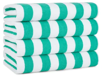 Immagine prodotto di Arkwright California Cabana: set di 4 asciugamani da spiaggia oversize a righe, in cotone pettinato