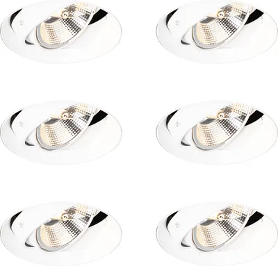 Produktbild von QAZQA - Set mit 6 modernen Einbaustrahlern Weiß GU10 AR111 Rund Trimless - Oneon I Wohnzimmer I Schlafzimmer - Aluminium - LED geeignet GU10
